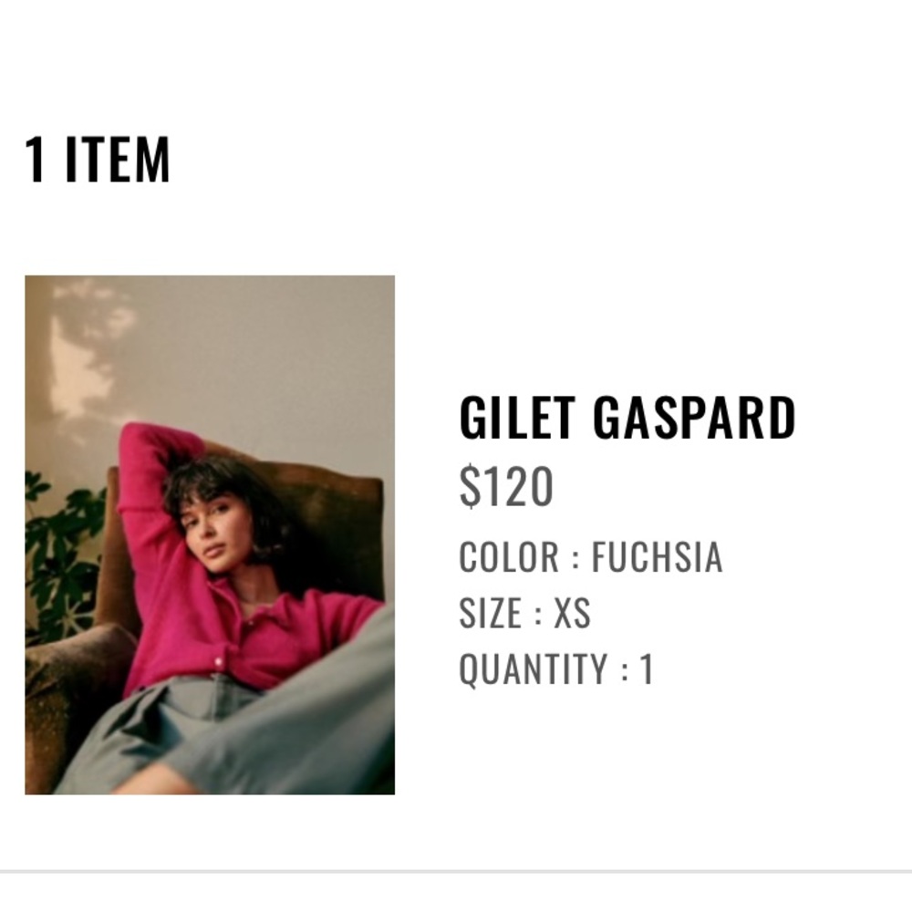 Sezane Gilet Gaspard- Fuschia cardigan